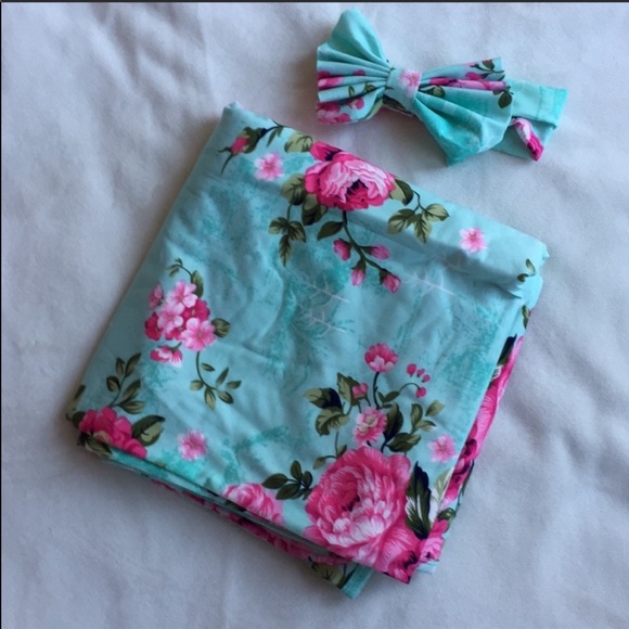 Other - Newborn receiving blanket with matching headband